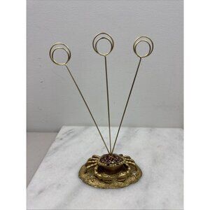 Enamel Painted Jeweled Metal Crab Card Note Holder Paperweight Desk